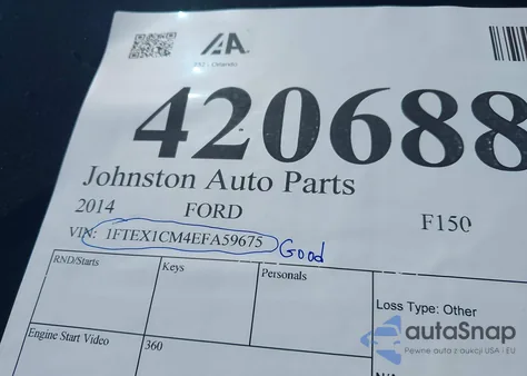 2014 Ford F-150 Xl из США, поврежденный, VIN 1FTEX1CM4EFA59675